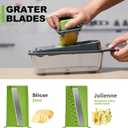 8-in-1 Vegetable Chopper with Container - Veggie Onion Salad Chopper, Mandoline Slicer, French Fry Cutter, Kitchen Gadgets with Cleaning Tools (Gray)