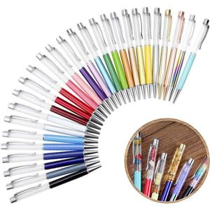 Colorful Fillable Ink Empty Tube Ballpoint Pens Floating DIY Pens,Building Your Favorite Liquid Sand for Easter Gift 27 Pack