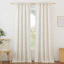 NICETOWN Natural Linen Bedroom Curtains 102 inches Long, Rod Pocket & Back Tab Thick Flax Window Treatments Privacy Assured with Light Filtering for Living Room, W55 x L102, 2 Panels