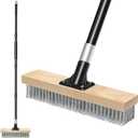Stainless Steel Wire Scrub Brush with Long Handle, Heavy Duty Stiff Metal Broom Scrubber, Outdoor Moss Removal for Concrete Floor, Deck, Garden, Patio, Roof, Brick, Garage, Swimming Pool