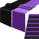 12 Pack Satin Table Runner Black, Purple Table Runners Long Bright Silk and Smooth Fabric 12 x 108 Inch for Wedding Party New Years Holiday Table Decoration