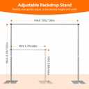 Heavy Duty Backdrop Stand, 8.5ft x 10ft Pipe and Drape Backdrop Stand Kit with Metal Flat Base, Adjustable Background Support System for Wedding Party Birthday Photoshoot Decoration - Silver