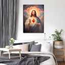 Sacred Heart of Jesus Wall Art Picture Divine Mercy Picture Canvas Wall Decor Christian Religious Christ Jesus Portrait Poster Prints Artwork for Living Room Bedroom Room Office Home Decoration