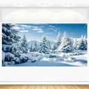 Winter Forest Backdrop 20x10ft Christmas Pine Tree Snow Snowflake Scene Photography Background Large Xmas Holiday Party Decorations Banner Photo Booth Props Fabric Picture Supplies