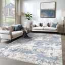 6x9 Area Rugs for Living Room, Washable Modern Abstract Large Area Rug Neutral Soft Non Slip Kids Rug Stain Resistant Indoor Carpet for Bedroom Nursery Dining Room Playroom Home Office (Blue, 6'x9')