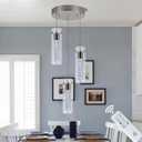 Pendant Light Kitchen Island with Remote Control, Dimmable & Adjustable Color Temperature 3000K/4000K/6000K, Modern Brushed Nickel & Clear Glass Lighting Fixture for Dining Room