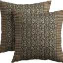 Kawani Brown Antique Pillow Covers 18x18 Inch Vintage Floral Block Print Decorative Throw Pillow Covers Set of 2 Retro Turkish Pillowcases Cushion Covers for Couch Indoor Outdoor Home Decor