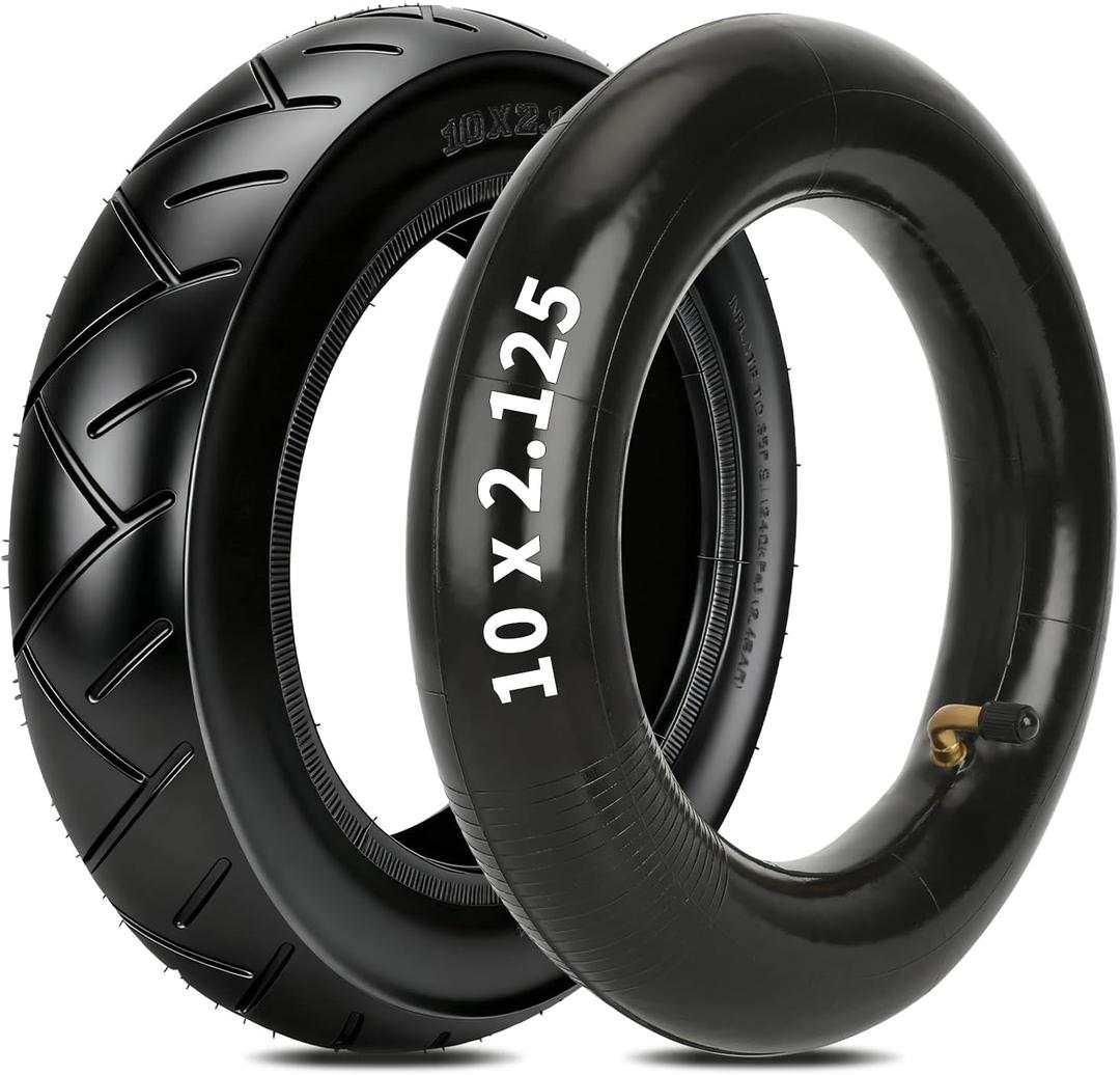 HIAORS 10x2.125 Tire and Inner Tube Set Replacement for Electric Scooter Segway D40X F20 F30 F40, 10 Inch Tire for Gotrax G4 E-Scooter Kickscooter Tricycle Bicycle Self-balancing with Bent Valve Stem