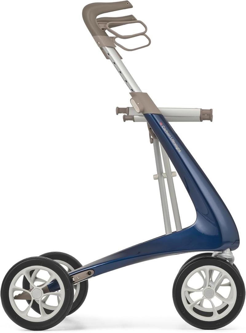 ACRE Carbon Ultralight Rollator Walker - 10.6 lbs Adult Walkers with 4 Wheels and Seat - Lightweight Seated Walkers with Wheels - Foldable Rolling Walker with Seat - Walker for Adults (Wide Track, Royal Blue)