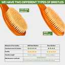 ICANdOIT-17.71Inch Natural Boar Bristles Anti-Slip Long Handle Bath Brush,Bent Handle Shower Scrubber for Exfoliating,Shower Back Brush,Exfoliation Set with Pumice Stone (1 Pack)