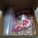 DreamTale 134 Pcs Pink Party Favors Grils Kid Princess Birthday Supplies with Straws Goody Cups,Heart Glasses,Slap Bracelets,Thanks Cards,Keychains,Ring and Stickers Gift Pack for Kids