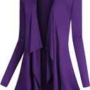 Urban CoCo Women's Drape Front Open Cardigan Long Sleeve Irregular Hem (Purple) S
