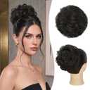 PINK SEVEN Messy Bun Hair Piece Human Hair Curly Buns Hair Piece for Women Updo Hairpiece for Daily Wear Ponytail Extension(Medium Brown