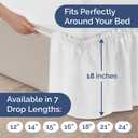 Wrap Around Dust Ruffle Bed Skirt - White - for Queen Size Beds with 18 Inch Drop - Easy Fit Elastic Strap - Adjustable Pleated Bedskirt w/Brushed Fabric - Wrinkle Free - for Women, Men, Kids & Teens