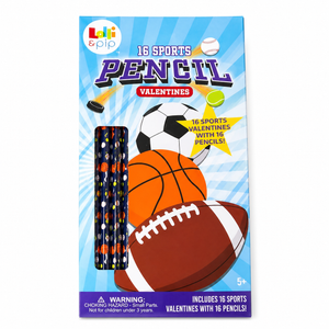 16 Sports Pencil Valentines Pack Of 2
