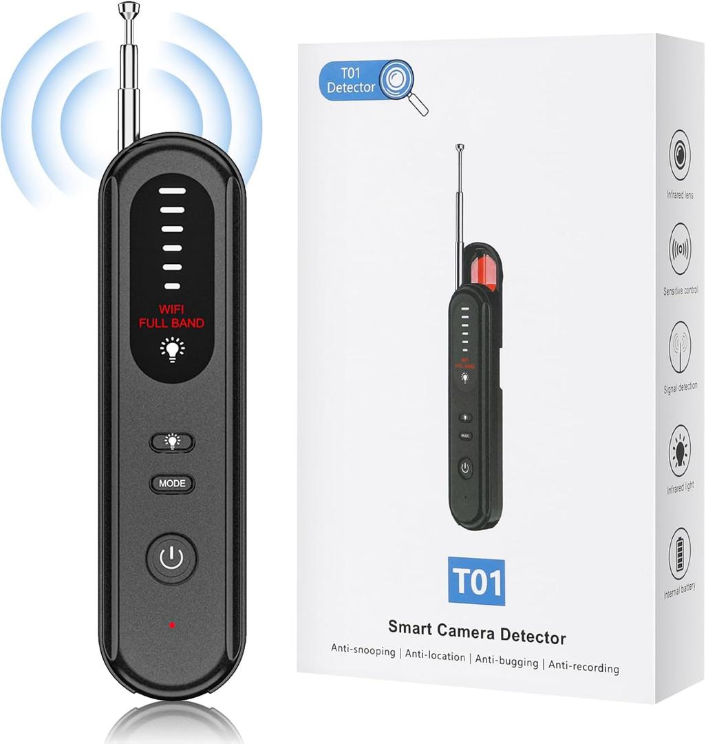 Hidden Camera Detector - 2025 Camera Detector, Hidden Device GPS Detector, Bug Detector, Camera Detector for Hotels, Travel, Office, 5 Levels Sensitivity (Black)