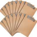Mini Clipboards, 16 Pack 6" x 9" Small Clipboards Bulk, Wooden Memo Mini Clip Boards with Low Profile Clip, Hanging Loop for Office Home Classroom Supplies