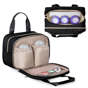 Fasrom Wearable Breast Pump Bag with Cooler Compatible with Momcozy, Medela and Elvie Pumps, Portable Pump Carrying Case for Working Moms, Black (Bag Only, Patent Design)