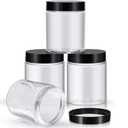 Patelai 4 Pieces Round Wide-mouth Leak Proof Plastic Container Jars with Lids for Travel Storage Makeup Beauty Products Face Creams Oils Salves Ointments DIY Making(10 Ounce,Black)