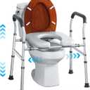 Raised Toilet Seat with Handles, Toilet Seat Riser for Seniors with Height and Width Adjustable, up to 400lbs, Commode Chair for Elderly, Pregnant and Handicap, Fit Any Toilet, FSA/HAS Eligible (Large)