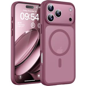 TOCOL for 17 Pro Case, Full Camera Protection, Builtin Magnetic Ring, Compatible with Magsafe Charger, Drop Protection, Translucent Matte Phone Case for 17 Pro 6.3 inch (Plum)