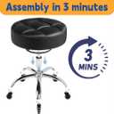 Rolling Stool Heavy Duty 400lb: Super Soft Seat Cushion,360 Swive,Height Adjustability,No Squeaky Noises,No Tip Over, New Upgraded Salon stool Chair, for Tattoo Facial Massage Spa Medical (Black)