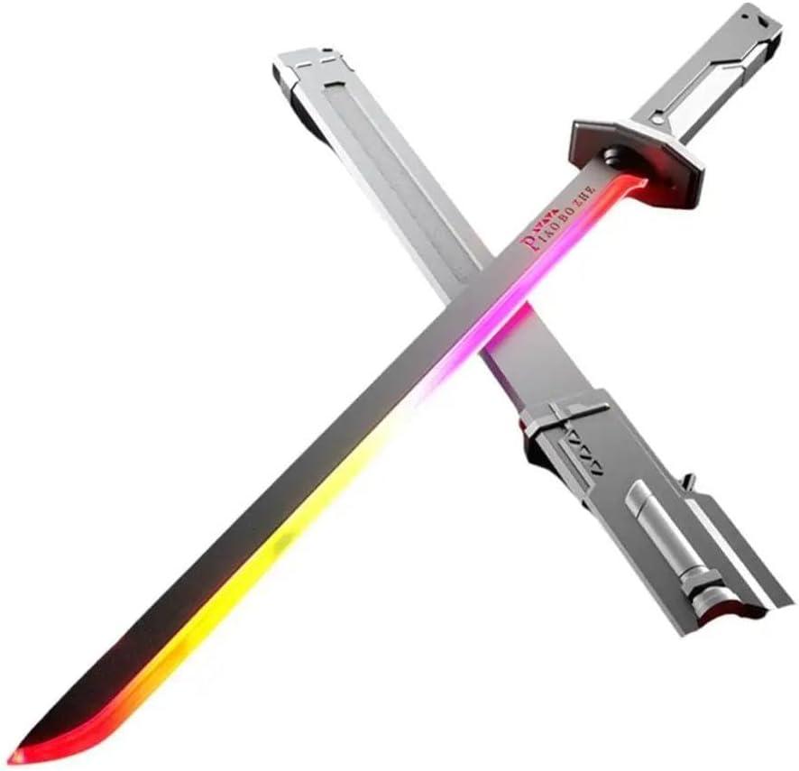 Colorful Streamer Glowing Sword Toys with Spray & Sound Effects Suitable for Cosplay Halloween Props Collect Decoration, 31.5 inches