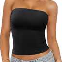 Caracilia Womens Tube Tops Strapless Crop Top Basic Sleeveless Bandeau 2025 Summer Sexy Going Out Outfits (Black)