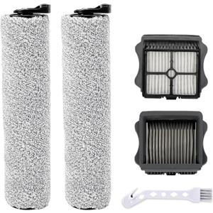iFloor 3 HEPA Filter and Roller Brush Replacement for Tineco iFloor 3 and Floor One S3 Cordless Wet Dry Vacuum Cleaner, 2 Brush Rollers & 2 HEPA Filters, white