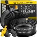 Ultraverse Bike Inner Tube for 26 X 1.75/1.95/2.10/2.125 inch Bicycle Tire with Schrader Valve  Rubber Tubes for Mountain and Trail, Cruisers, MTB, Gravel, Enduro, Downhill, City Bikes - 2 Pack