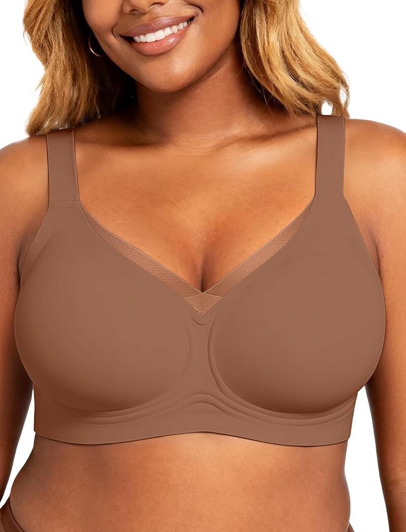 OEAK Womens Wireless Jelly Bras V Mesh Comfortable Bralette Supportive Tshirt Bra No Underwire Seamless Push Up Everyday Bras (Gold, M)