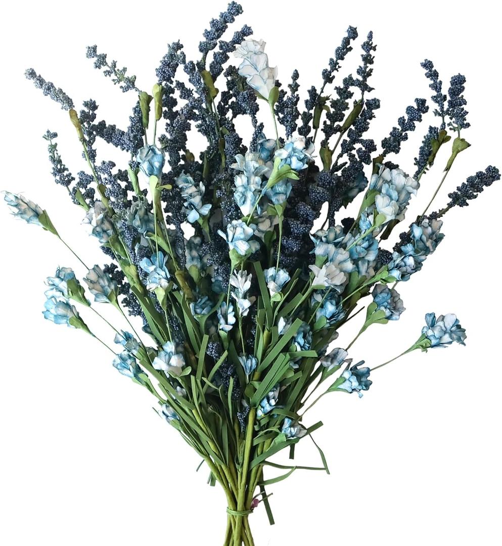 TEMPUS 10Pcs Artificial Flower Bulk Spring/Summer Flowers Wedding Party Vase Bouquet Floral Arrangement Home Decor Indoor Decor(Blue)