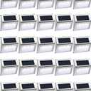 Treela 24 Packs Outdoor Fence Lights Solar Powered Deck Lights Waterproof Backyard Lighting Stainless Steel Lamp Stairs Fence Light Security Wall Lamps for Step Walkway Patio Garden Pathway (White)