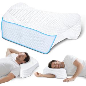 SAHEYER Side Sleeper Pillow with Arm Hole, Upgraded Memory Foam Shoulder Pillow for Neck Pain Relief, Adjustable Multi-Angle Arm Tunnels Support for Adults Pressure-Free Sleep (White)
