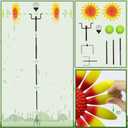 Decorative Metal Garden Daisy-Style Rotator, Decorative Garden Post, Daisy-Style Sculpture Courtyard. Outdoor Courtyard Art. (Yellow) (Yellow, Orange, Green)