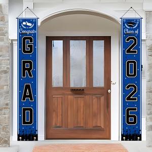 OHOME Graduation Decorations 2026 - Blue Congrats Grad Porch Banner for Graduation Party Decorations - Class of 2026 - Party Favors Supplies Backdrop Yard Signs Decor