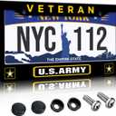 License Plate Frame Veteran U.S. Army License Plate Frame America Military Badge Rust-Proof Waterproof Stainless Steel with Screws for Men Women 12.2 x 6 Inches