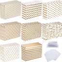 Estune 32 Pcs Decorative Hanging File Folders Letter Size Cabinet File Folders Organizers with 1/5 Cut Adjustable Tabs for Office Desk School Filing Cabinet Home(Gold Stripe)