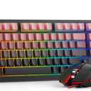 BlueFinger RGB Gaming Keyboard and Mouse Combo, 98 Key Wired USB-C Keyboard with Volume Knob, Quiet Mechanical Feel, Side Printed PBT Keycaps, LED Mouse with 4 DPI for MAC Xbox PC Gamer