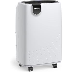 Yaufey 2500 Sq. Ft Home Dehumidifier for Medium to Large Rooms and Basements with Auto or Manual Drainage, 0.48 Gallon Water Tank Capacity - Low Noise and 24 Hr Timer (32.7 Pints)