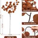 Fall Decor Artificial Eucalyptus Stems 6Pack 35.4" Autumn Leaves Branches