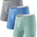 Separatec Mens Underwear with Pouch Premium Soft Micro Modal Boxer Briefs Comfortable Dual Pouch Underwear for Men 3 Pack(XL, Sky Blue/ Gray/ Pale Green)