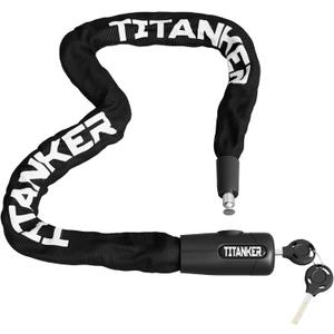 Titanker Bike Chain Lock with Key, 3.3 Feet Heavy Duty Anti-Theft Bike Lock Chain Security Bicycle Chain Locks for Bike, Motorcycle, Bicycle, Door, Gate, Fence, Grill (8mm Thick Chain, Black)