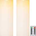 5Plots 4" x 12" Waterproof Outdoor Flameless Candles Battery Operated LED Large Pillar Candles with Remote and Timer for Indoor Outdoor Lanterns, Long Lasting, White, Set of 2