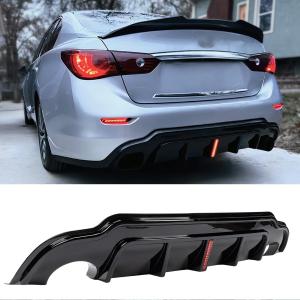 20142017 Compatible with Infiniti Q50, Rear Bumper Diffuser with V2 LED Brake Light, Gloss Black WheelX