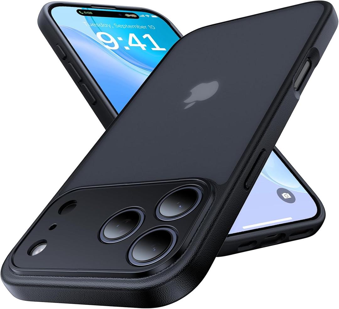 for iPhone 17 Pro Case, [Ribbed Non-Slip Sides] [Military-Grade Drop Protection] [Full Camera Protection] Anti-Yellow Soft-Touch Shockproof Slim Phone Case for iPhone 17 Pro, Black