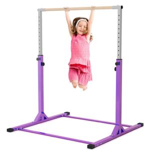 Gymnastics Bar, Adjustable Gymnastic Horizontal Bar for Kids Age 3-15 Home Gym Equipment Indoor (Purple)
