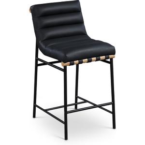 Meridian Furniture 857Black-C Burke Collection Modern | Contemporary Vegan Leather Upholstered Counter Stool, Black, 18" W x 24" D x 37.5" H, Black 