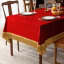 F-CHU Small Square Tablecloth 36 x 36 Inch Velvet Table Cloth Solid Red Small Round Table Cover for Nightstand End Bedside Table Tabletop DecorationRed Tablecloth