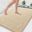 Arotive Bathroom Rugs 40x32, Extra Soft Absorbent Shaggy Chenille Bath Rugs, Machine Washable Rubber Backing Non-Slip Bath Mats for Bathroom Floor Tub and Shower, Home Decor Accessories, Beige